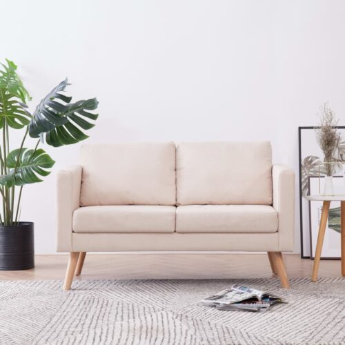 2-Seater Sofa Fabric Cream - Image 9