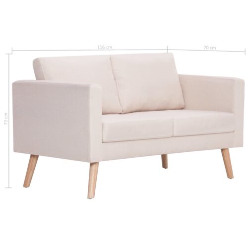 2-Seater Sofa Fabric Cream - Image 8