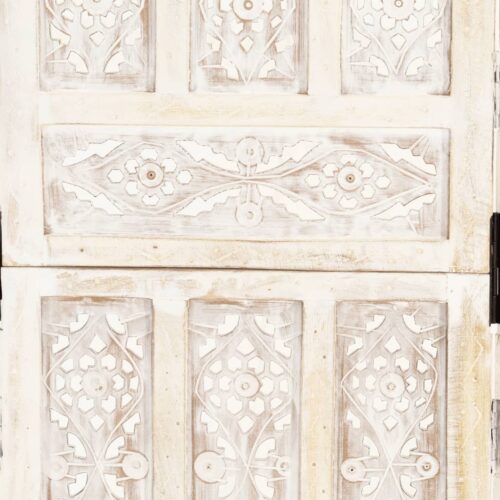 Hand carved 5-Panel Room Divider White 200x165cm Solid Mango Wood - Image 4
