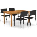 5-Piece Garden Dining Set Black