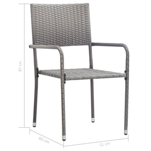 5pcs Outdoor Dining Set Garden Patio Lounge Chairs Table Wicker Furniture Grey - Image 8