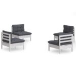 4-Piece Garden Lounge Set with Anthracite Cushions Pine Wood Outdoor Patio Furniture