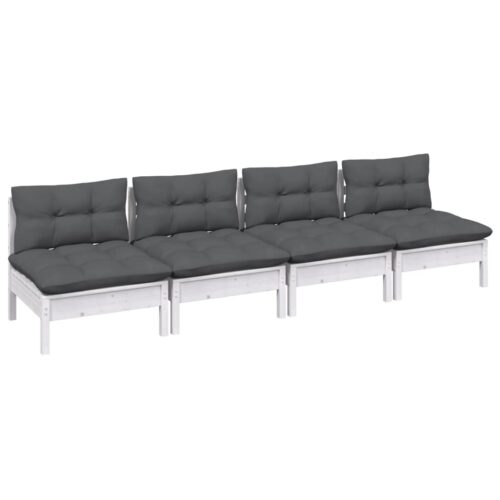 4-Seater Garden Sofa Set Outdoor Patio Lounge Chairs Furniture Solid Pine Wood Anthracite - Image 3