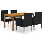 5pcs Outdoor Dining Set Garden Patio Bistro Chairs Table Wicker Rattan Furniture