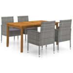5-Piece Garden Dining Set Grey