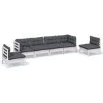 6-Piece Garden Lounge Set with Cushions Pine Wood Outdoor Patio Furniture