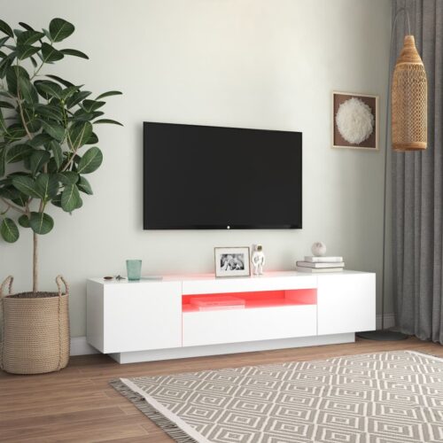 TV Cabinet with LED Lights White 160x35x40cm - Image 3