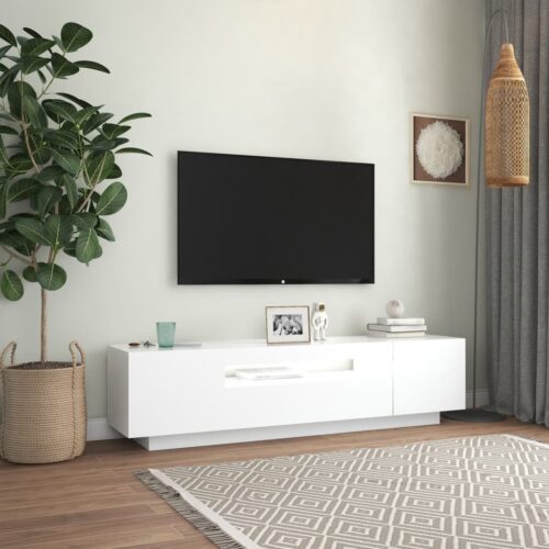 TV Cabinet with LED Lights White 160x35x40cm - Image 4