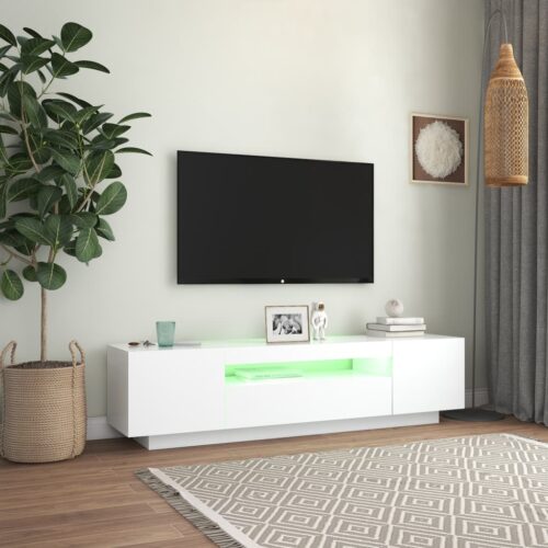 TV Cabinet with LED Lights White 160x35x40cm - Image 5