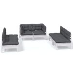 6-Piece Garden Lounge Set with Cushions Pine Wood Outdoor Patio Furniture