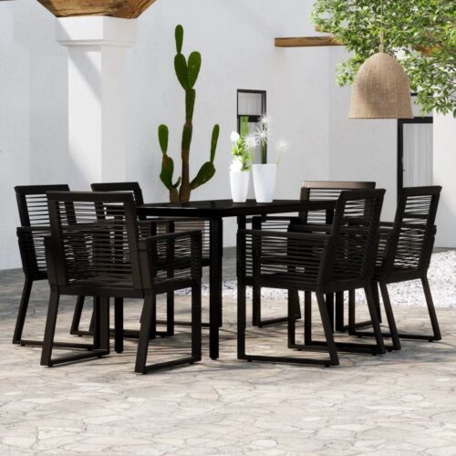 7-Piece Garden Dining Set Black Outdoor Patio Lounge Furniture - Image 9