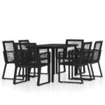 7-Piece Garden Dining Set Black Outdoor Patio Lounge Furniture