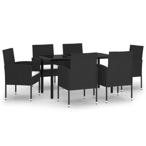 7-Piece Garden Dining Set Black Outdoor Patio Lounge Furniture