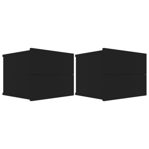 Bedside Cabinets 2pcs Black 40x30x30cm Engineered Wood - Image 2