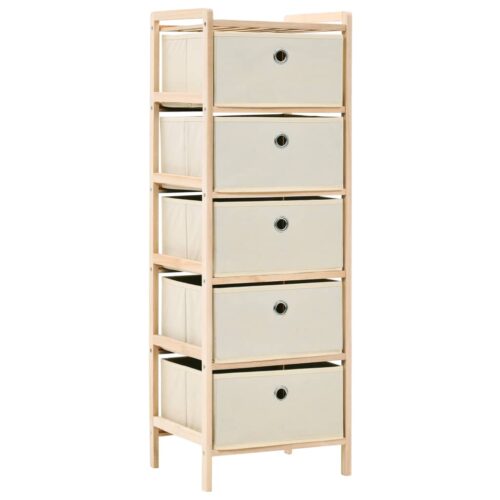 Storage Racks with 5 Fabric Baskets 2pcs Beige Cedar Wood - Image 2