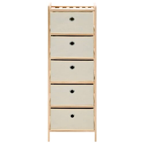 Storage Racks with 5 Fabric Baskets 2pcs Beige Cedar Wood - Image 3