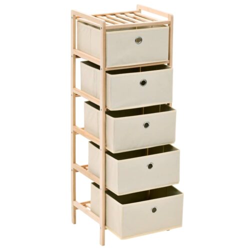 Storage Racks with 5 Fabric Baskets 2pcs Beige Cedar Wood - Image 4