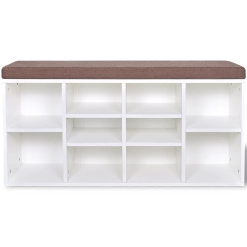 Shoe Storage Bench 10 Compartments White - Image 3