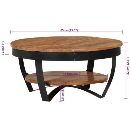 Coffee Table 65x65x32cm Solid Acacia Wood - Image 8