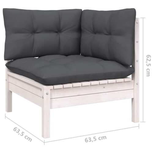 11-Piece Garden Lounge Set with Cushions White Pine Wood Outdoor Patio Furniture - Image 7