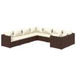 8-Piece Garden Lounge Set with Cushions Poly Rattan Wicker Outdoor Patio Furniture Brown