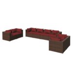 8-Piece Garden Lounge Set with Cushions Poly Rattan Wicker Outdoor Patio Furniture Brown