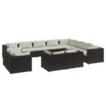 12-Piece Garden Lounge Set with Cushions Black Poly Rattan Wicker Outdoor Patio Furniture