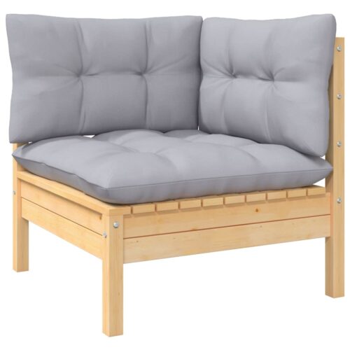13-Piece Garden Lounge Set with Grey Cushions Pine Wood Outdoor Patio Furniture - Image 5