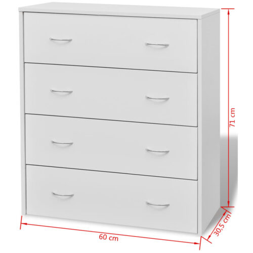 Sideboard with 4 Drawers 60x30.5x71cm White - Image 6