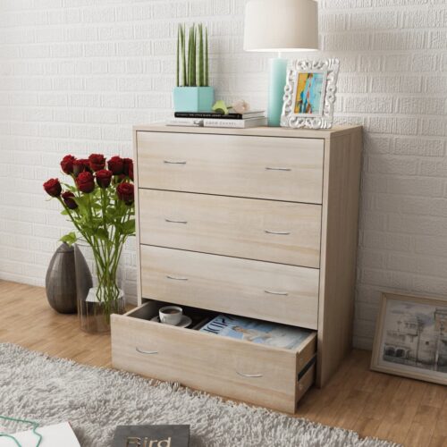 Sideboard with 4 Drawers 60x30.5x71cm Oak Colour