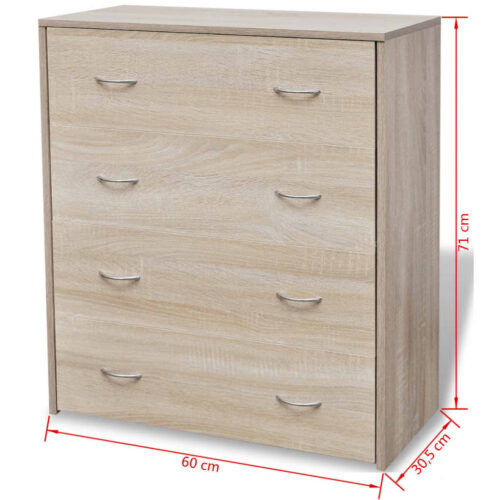 Sideboard with 4 Drawers 60x30.5x71cm Oak Colour - Image 6