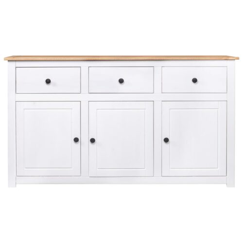 Sideboard White 135x40x80cm Solid Pinewood Panama Range - Image 2