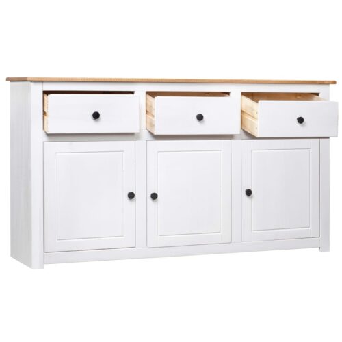 Sideboard White 135x40x80cm Solid Pinewood Panama Range - Image 3