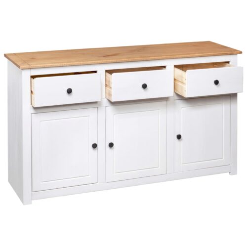 Sideboard White 135x40x80cm Solid Pinewood Panama Range - Image 7