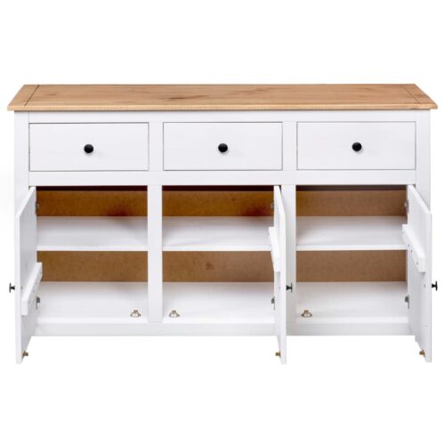 Sideboard White 135x40x80cm Solid Pinewood Panama Range - Image 8