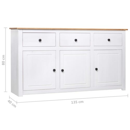 Sideboard White 135x40x80cm Solid Pinewood Panama Range - Image 11
