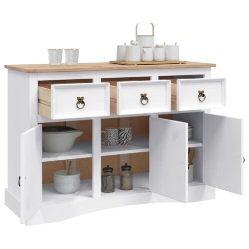 Sideboard Solid Mexican Pinewood Corona Range White 132x43x78cm - Image 4