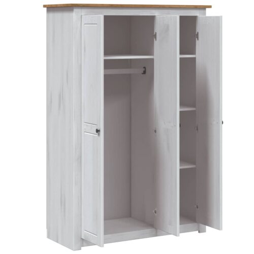 3-Door Wardrobe White 118x50x171.5cm Pine Panama Range - Image 5