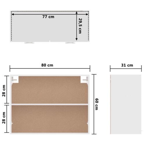 Hanging Cabinet White 80x31x60cm Engineered Wood - Image 9