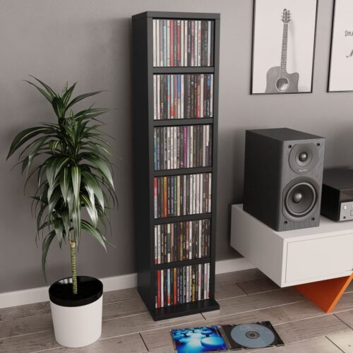 CD Cabinet Black 21x20x88cm Engineered Wood