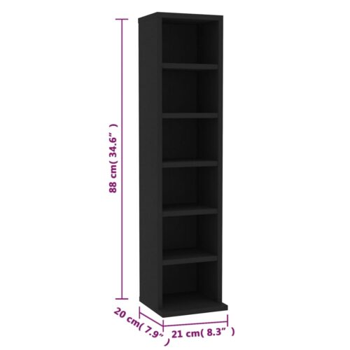 CD Cabinet Black 21x20x88cm Engineered Wood - Image 6