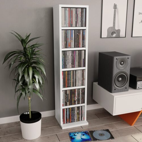 CD Cabinet White 21x20x88cm Engineered Wood
