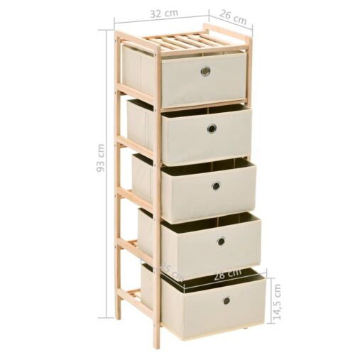 Storage Rack with 5 Fabric Baskets Cedar Wood Beige - Image 6