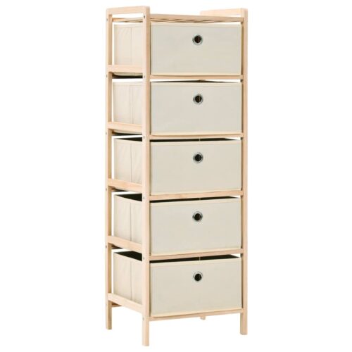 Storage Rack with 5 Fabric Baskets Cedar Wood Beige - Image 7