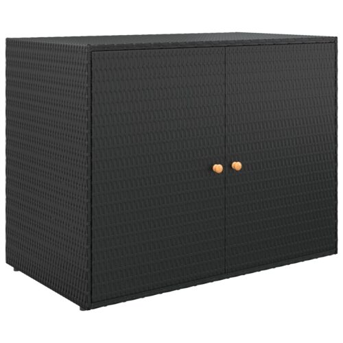 Garden Storage Cabinet Black 100x55.5x80cm Poly Rattan