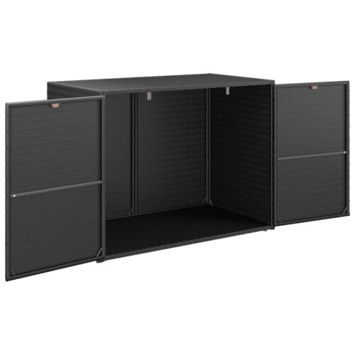 Garden Storage Cabinet Black 100x55.5x80cm Poly Rattan - Image 3