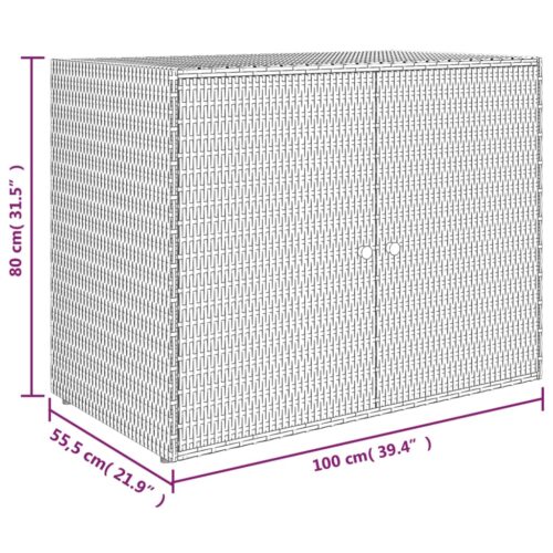 Garden Storage Cabinet Black 100x55.5x80cm Poly Rattan - Image 8