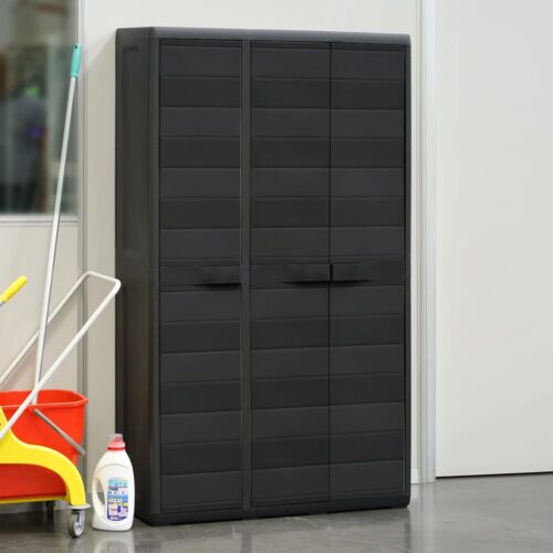 Garden Storage Cabinet with 4 Shelves Black - Image 3