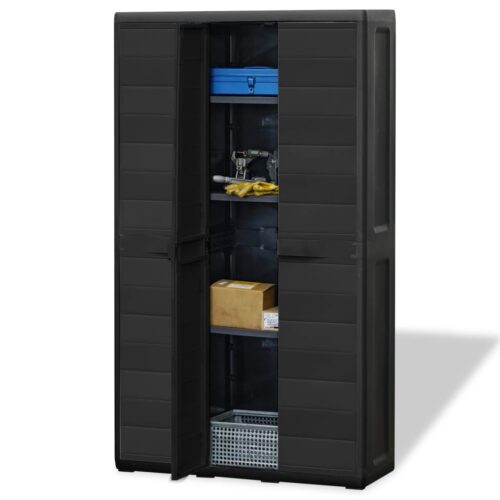 Garden Storage Cabinet with 4 Shelves Black - Image 4
