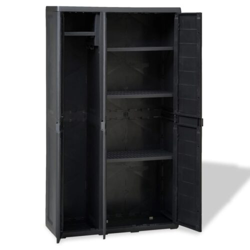 Garden Storage Cabinet with 4 Shelves Black - Image 5